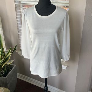 Sweater with sheer sleeves